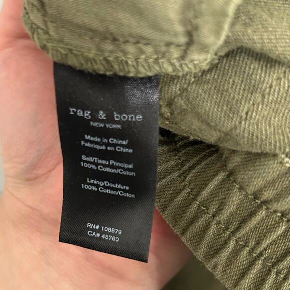Rag & Bone Womens Denim Joggers Size 29 Olive Green High Rise Button Fly Tapered - Picture 8 of 9